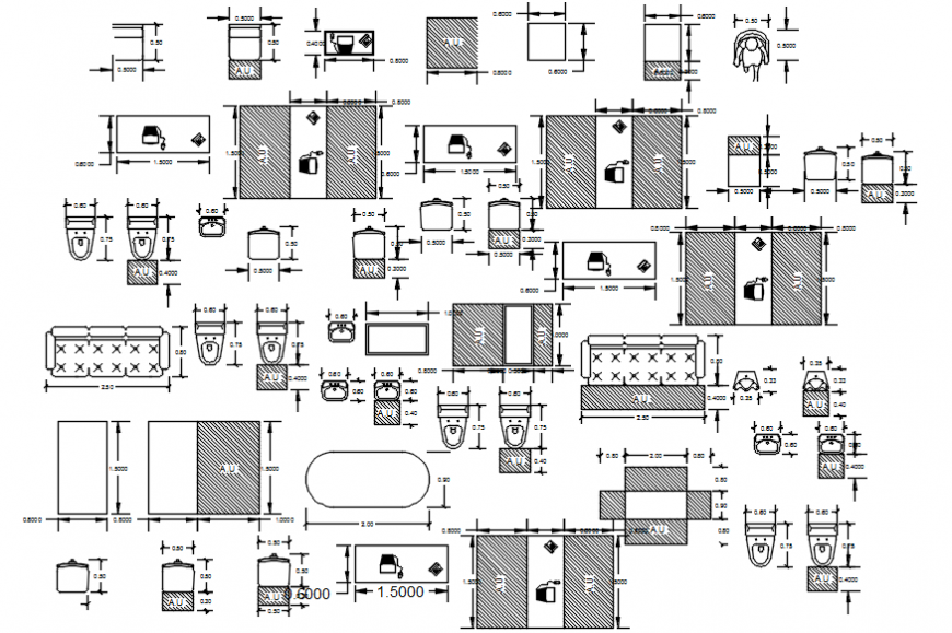 Cad drawings details of toilet furniture