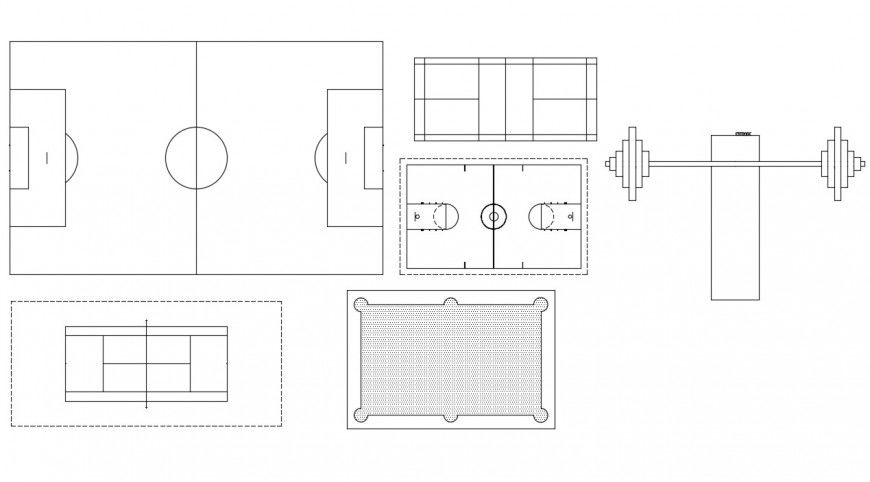 CAd drawings details of top   elevation of gym equipment