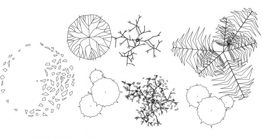 CAd drawings details of top elevation of round curvy trees