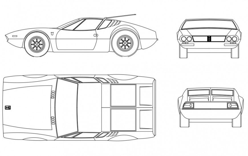 CAd drawings details of top elevation of wide light cars