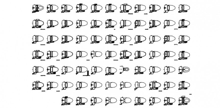 CAd drawings details of top view of closet in types