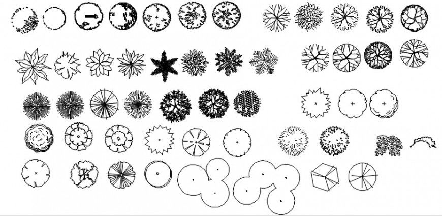 Cad drawings details of top view of flower pot