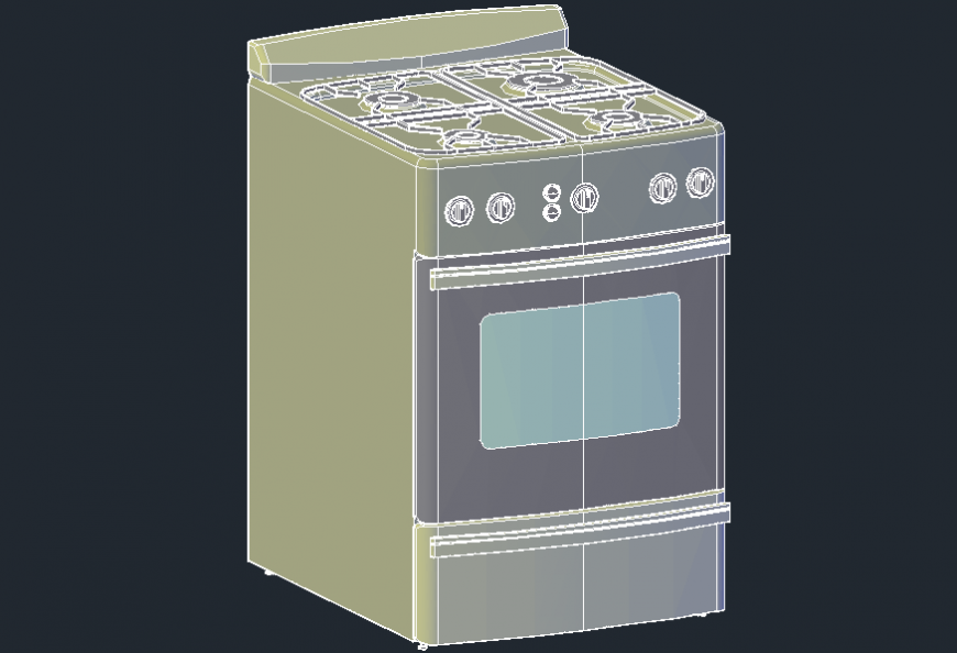 CAd drawings details of top view of gas stove