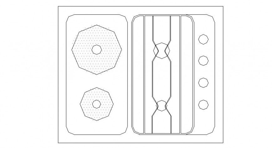 Cad drawings details of top view of gas stove stylish