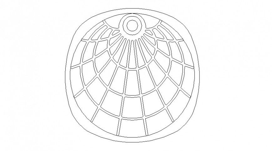 Cad drawings details of top view of luxury  interior pattern boxed curved