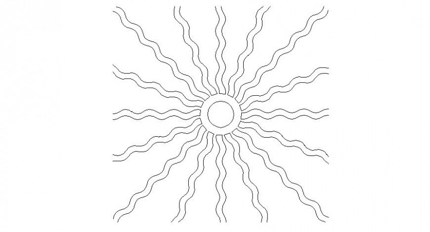 Cad drawings details of top view of luxury  sun pattern  boxed curved