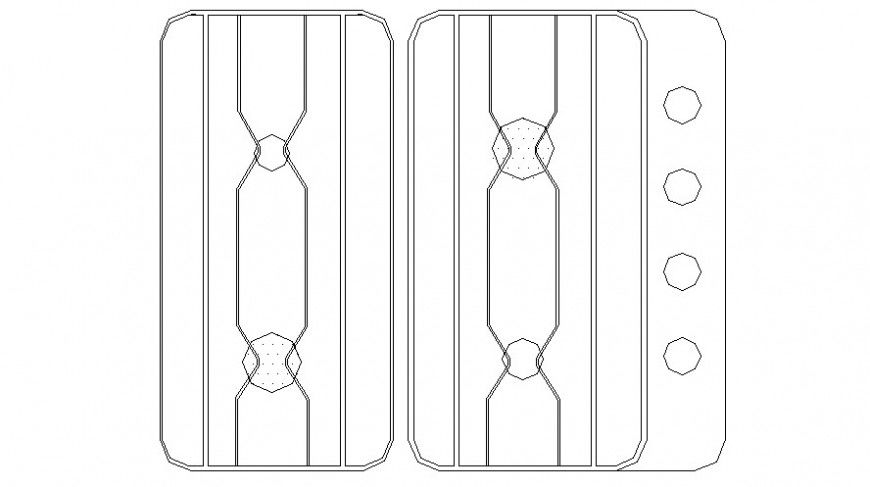 Cad drawings details of top view of one  gas stove  curved  stylish