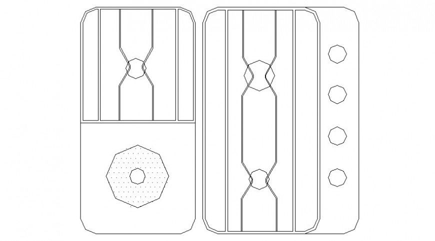 Cad drawings details of top view of one  gas stove stylish  