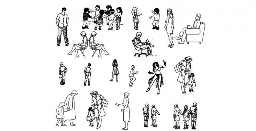 Cad drawings details of top view of people