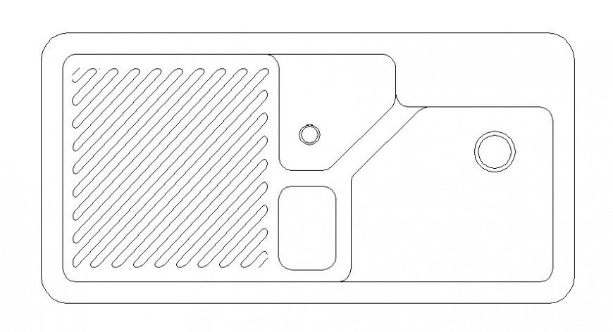 CAD drawings details of top view of steel stylish base washbasin