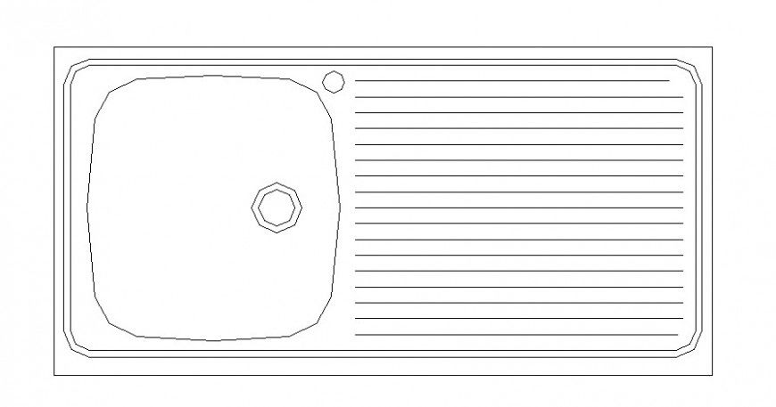 Cad drawings details of top view of steel washbasin