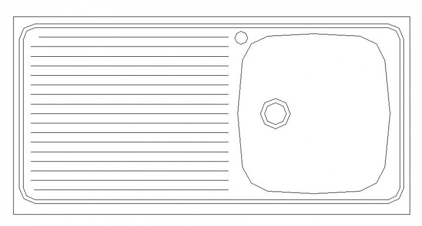 CAD drawings details of top view of steel washbasin stylish  