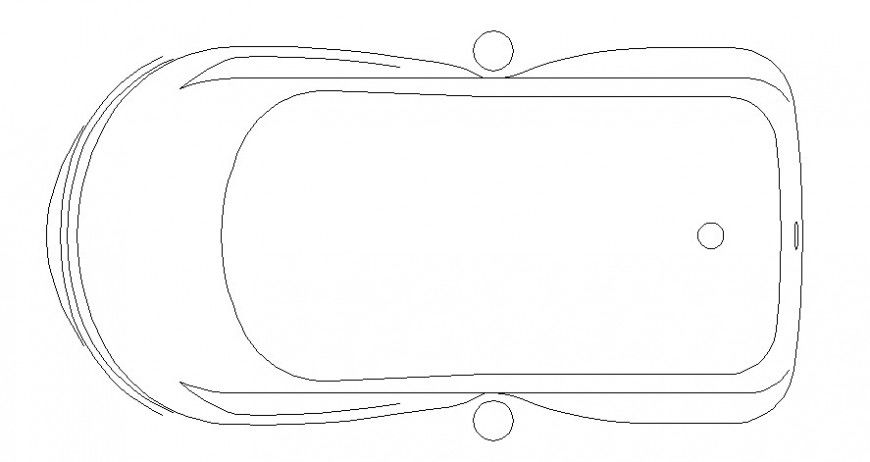 Cad drawings details of top view of washroom wide bath tub