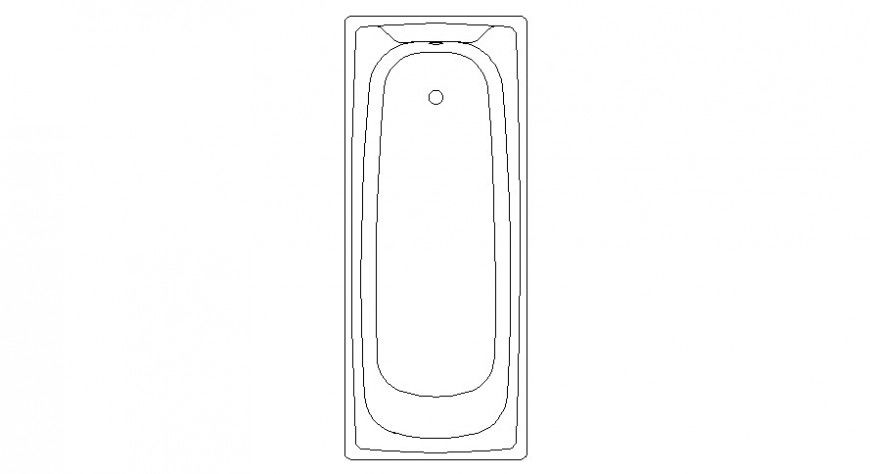 Cad drawings details of top view of washroom bath tub long