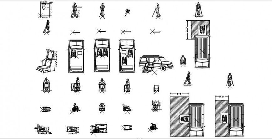 Cad drawings details of top view open cars