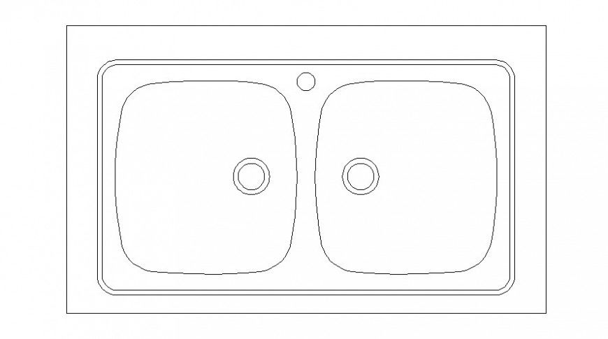CAD drawings details of top view with washbasin gap between two