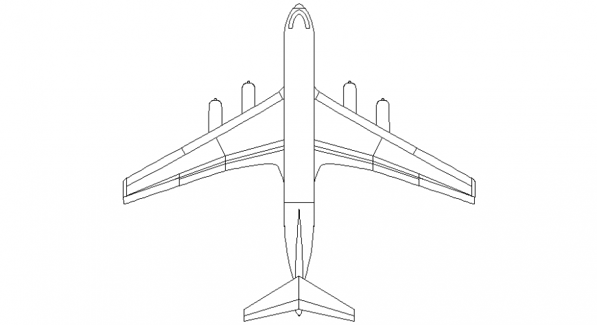 CAD drawings details of transportation airplane 2d view autocad file