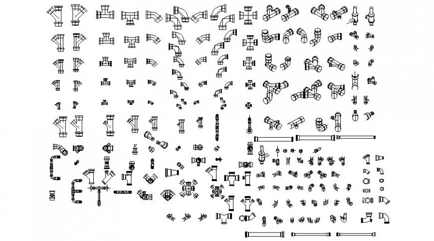 Cad drawings details of various kinds of pipelines