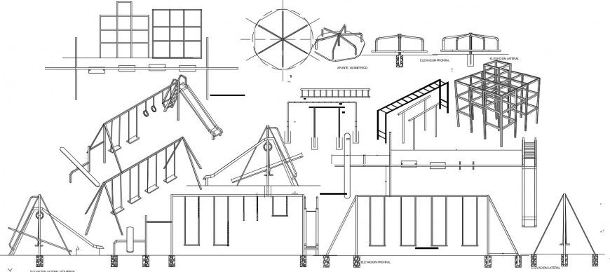 Cad drawings details of various kinds of play area 