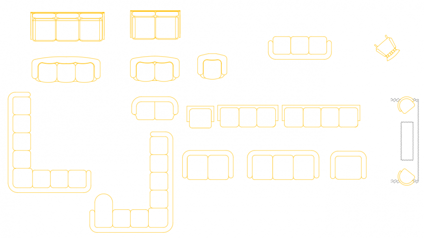 CAd drawings details of waiting lobby sofa