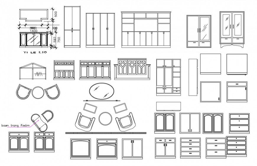 CAd drawings details of wardrobe cabinet 