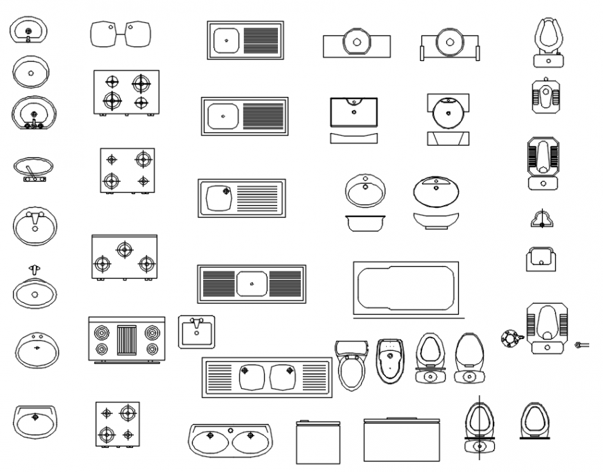 CAd drawings details of wash basins and closet