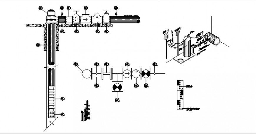 CAD drawings details of water distribution 2d view dwg file