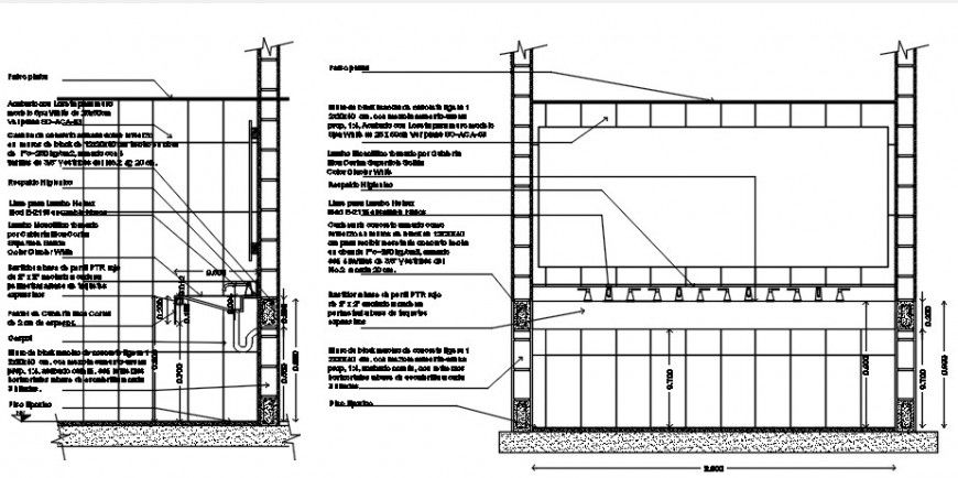CAD drawings details of water facility 2d view sectional details in autocad