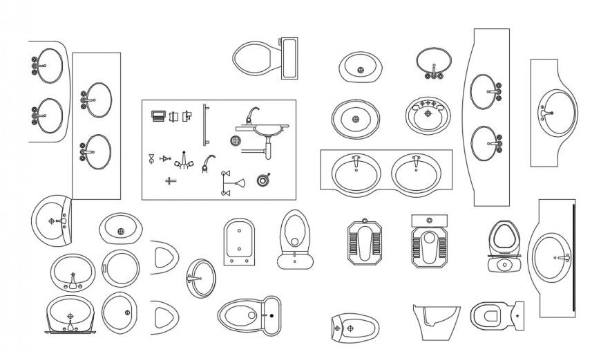 CAd drawings details of western and Indian toilet blocks