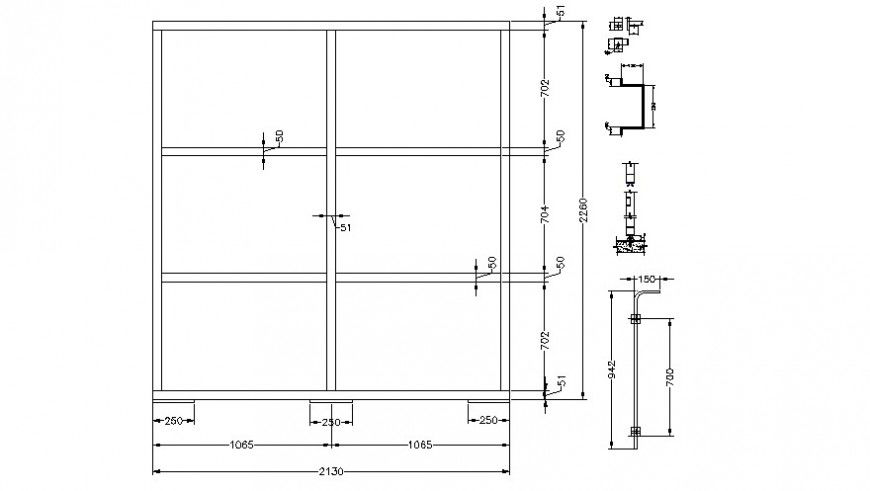 CAD drawings details of window frame design dwg file