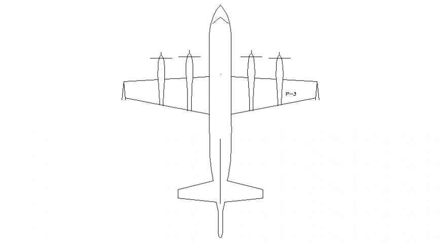 CAD drawings of airplane 2d view elevation dwg file