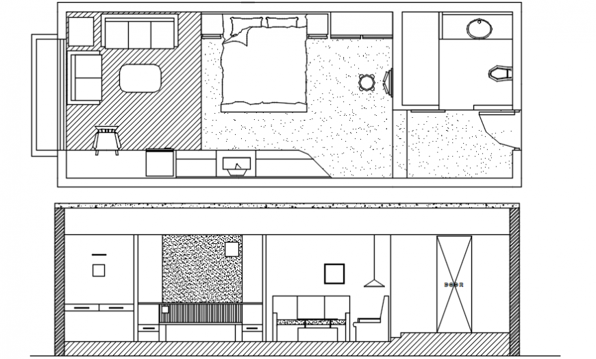CAD drawings of bedroom plan layout elevation and plan dwg file
