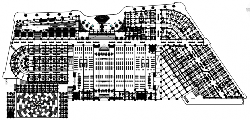 CAD drawings of commerce building block layout plan in autocad file