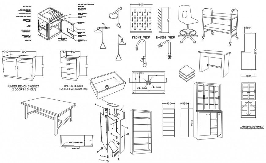 Cad drawings of furniture block AutoCAD file