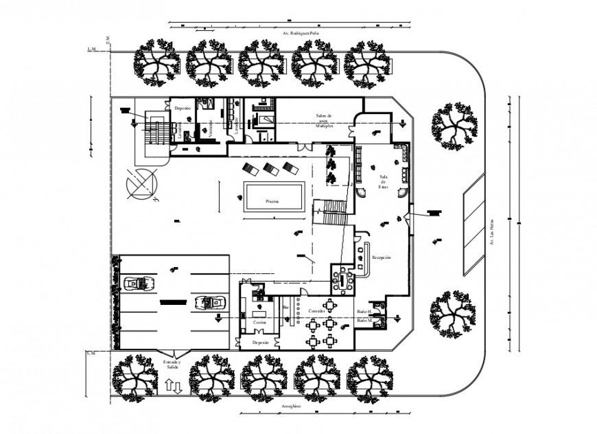 CAD drawings of hotel plan 2d view layout autocad software file