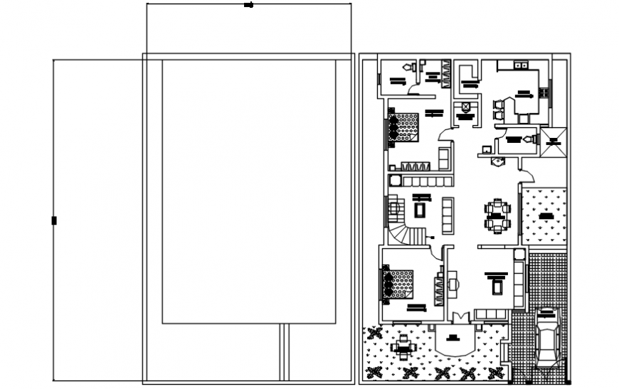 CAD drawings of house layout 2d view autocad software file
