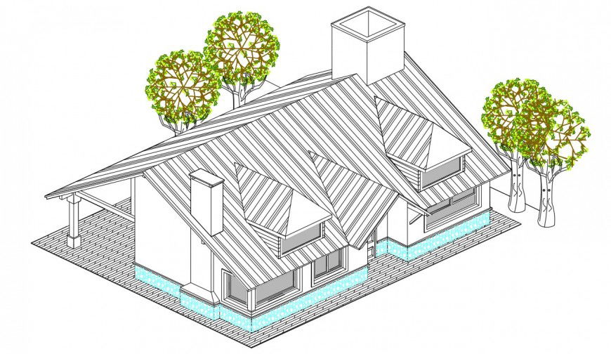 CAD drawings of Housing bungalow 3d model dwg autocad file