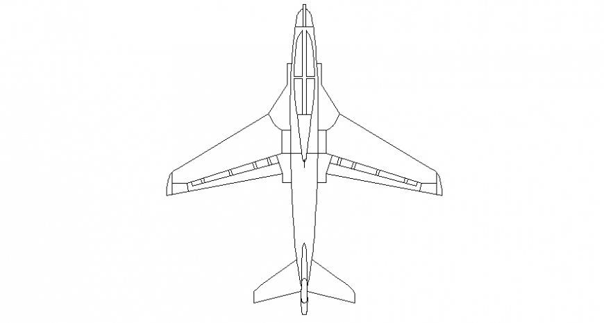 CAD drawings of jet airplane 2d view of transportation units dwg file