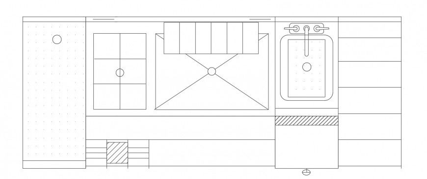 CAD drawings of kitchen sink elevation 2d view dwg file