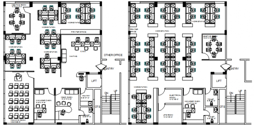 CAD drawings of office building layout 2d view autocad file