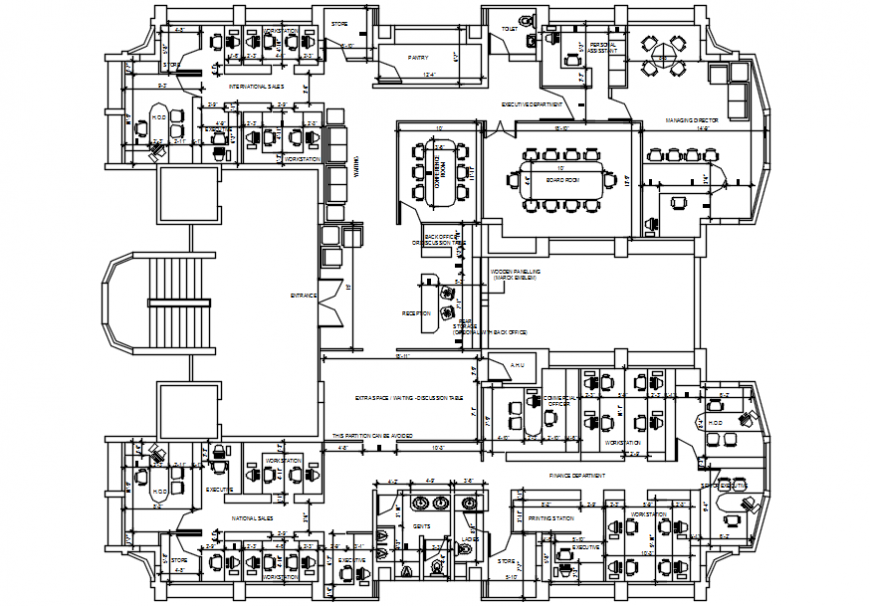 CAD drawings of office building layout autocad software file