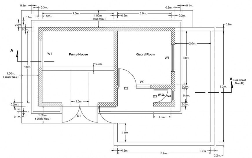 CAD drawings of pump house layout plan details in autocad file