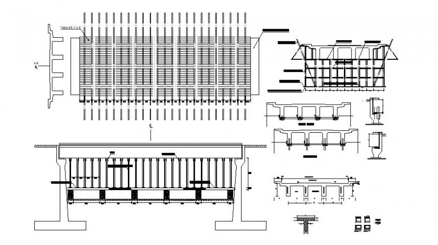CAD drawings of railway bridge structure 2d view dwg file