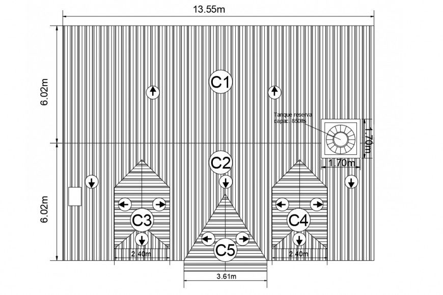 CAD drawings of roof 2d view layout plan autocad software file