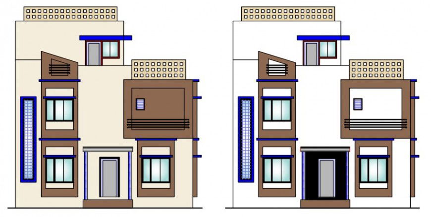 CAD elevation detailing of apartment blocks 2d view autocad file