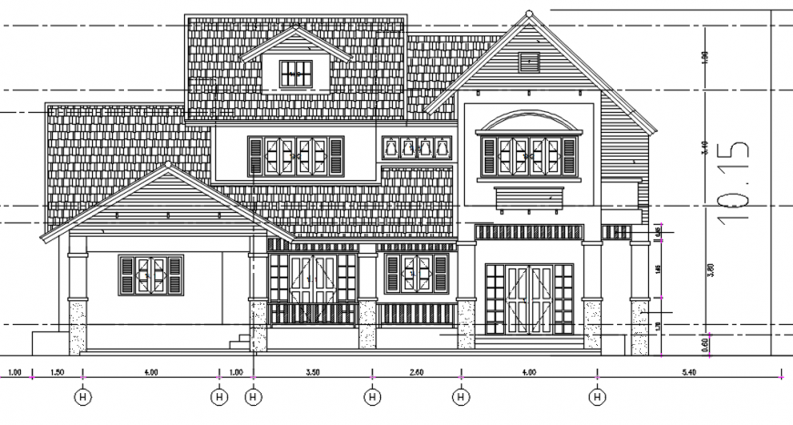 CAD elevation drawings detail of apartment bungalow 2d view dwg file
