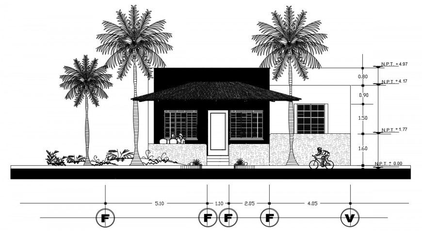 CAD elevation drawings details of bungalow design autocad file