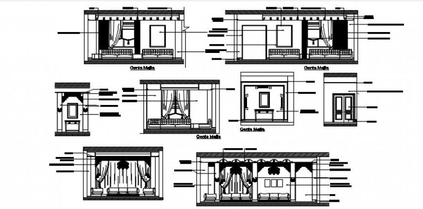 CAD elevation drawings details of bedroom AutoCAD file