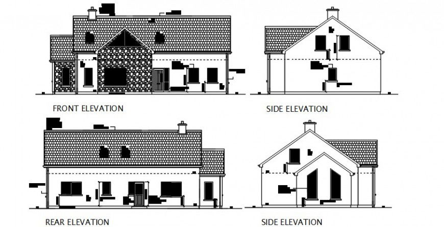 CAD elevation drawings details of house 2d view autocad file