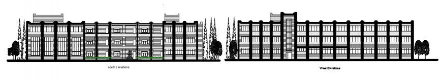 CAD elevation drawings details of school building units dwg file